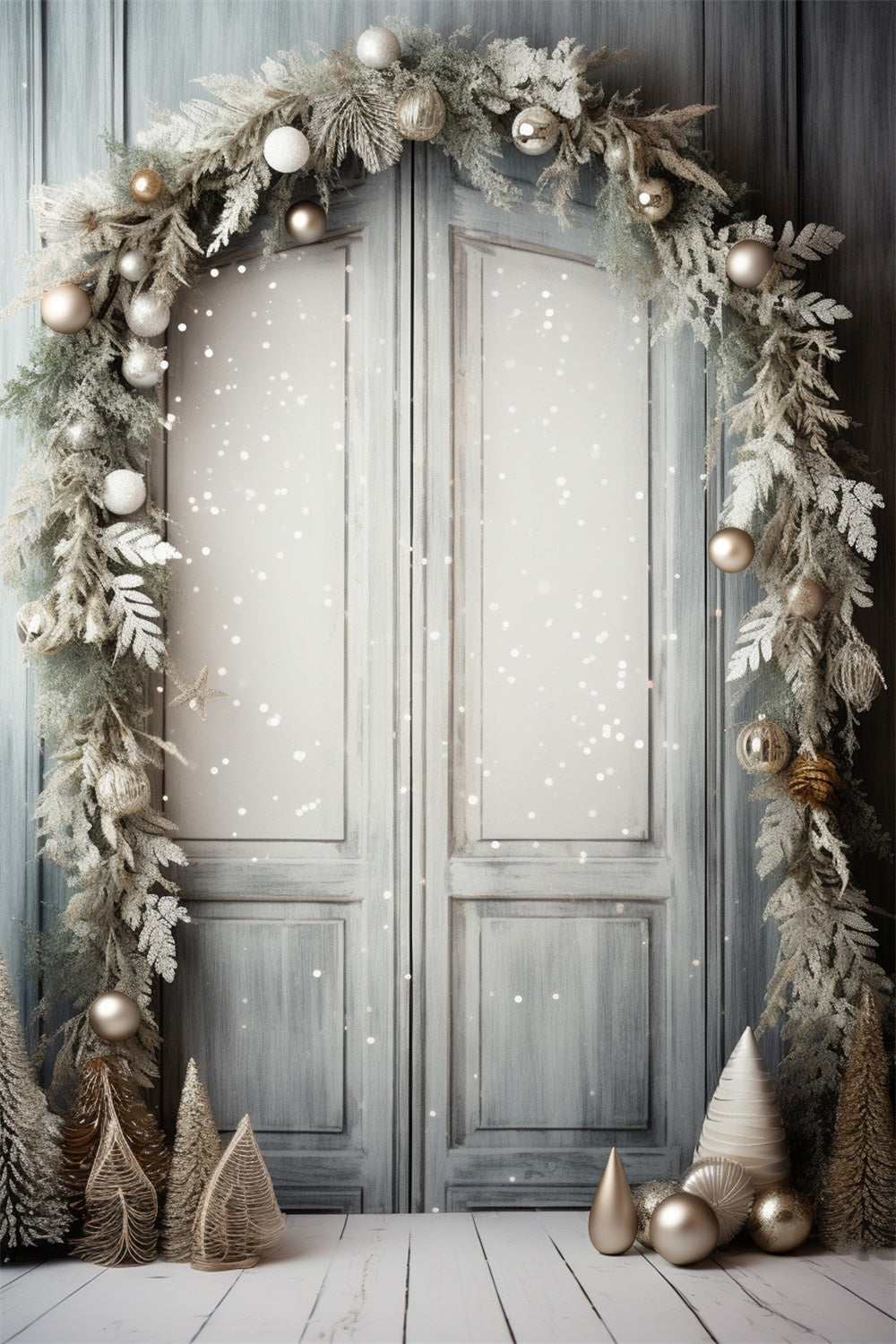 Christmas Wreath Decorated Door Backdrop UK RR7-727