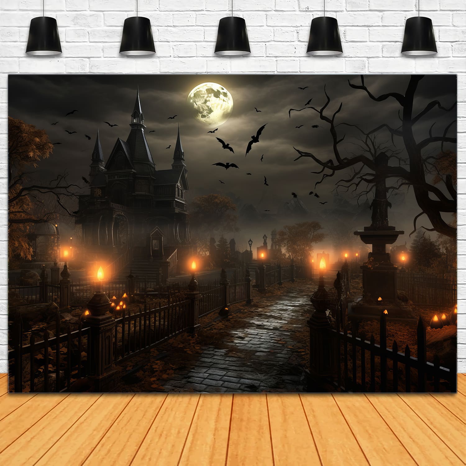 Halloween Spooky Night Evil Pumpkin Backdrop UK RR7-73