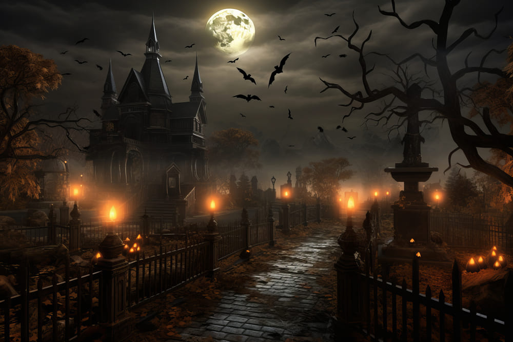 Halloween Spooky Night Evil Pumpkin Backdrop UK RR7-73