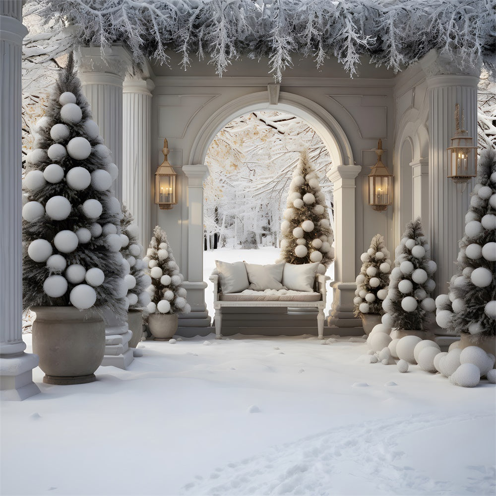 Christmas Tree Arch Door Snow Backdrop UK RR7-733