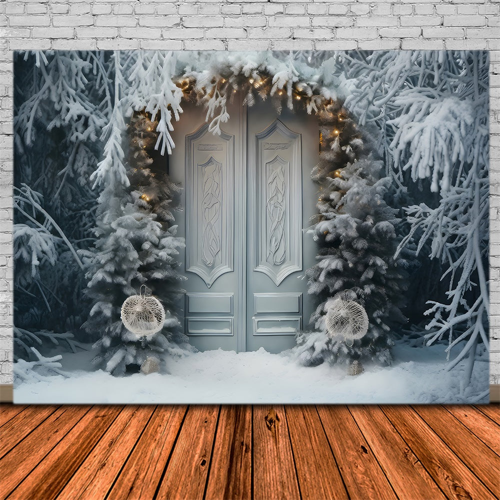 Frozen Fir Tree Christmas Wreath Door Backdrop UK RR7-736