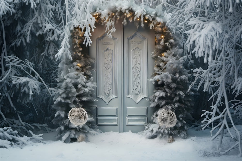 Frozen Fir Tree Christmas Wreath Door Backdrop UK RR7-736