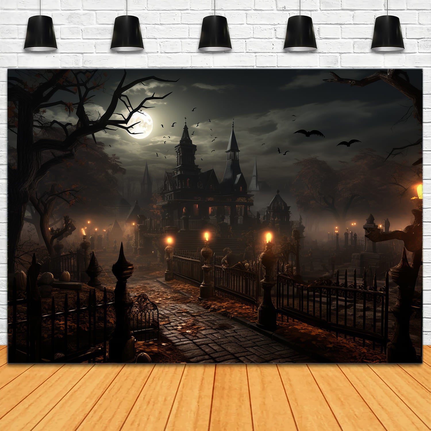 Spooky Halloween Night Lanterns Backdrop UK RR7-74