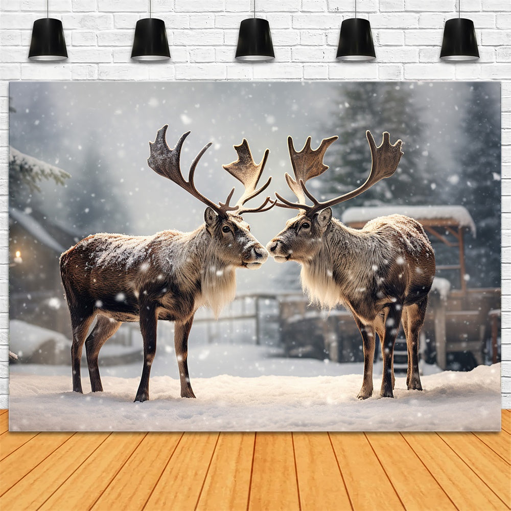 Christmas Reindeer Winter Snow Backdrop UK RR7-746