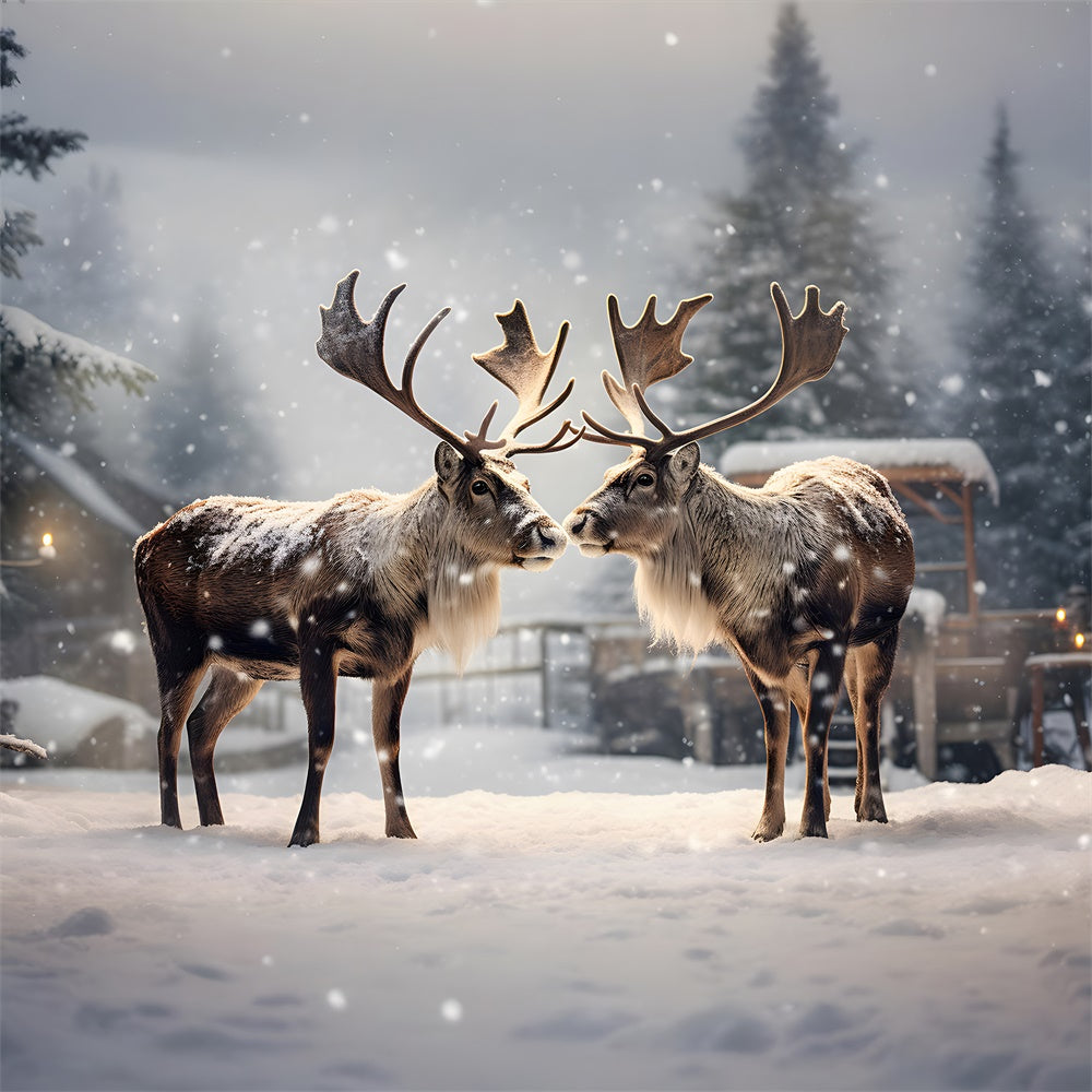 Christmas Reindeer Winter Snow Backdrop UK RR7-746