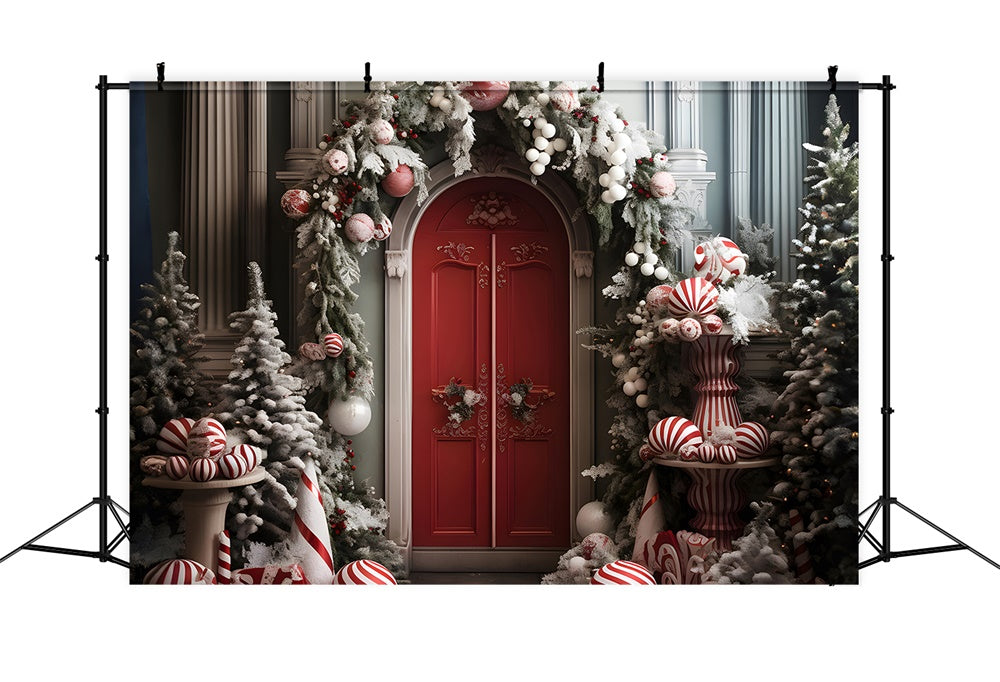 Christmas Tree Balls Wreath Door Backdrop UK RR7-749