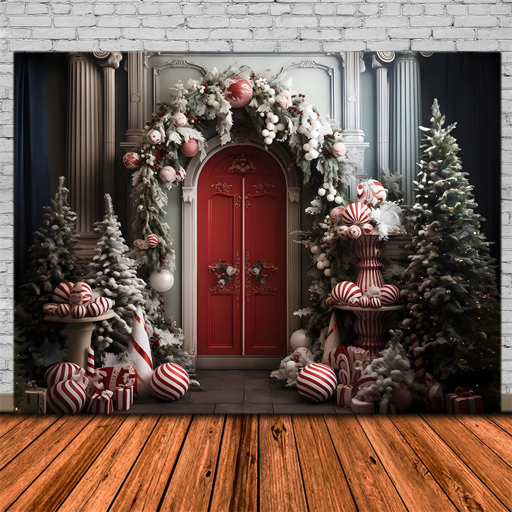 Christmas Tree Balls Wreath Door Backdrop UK RR7-749