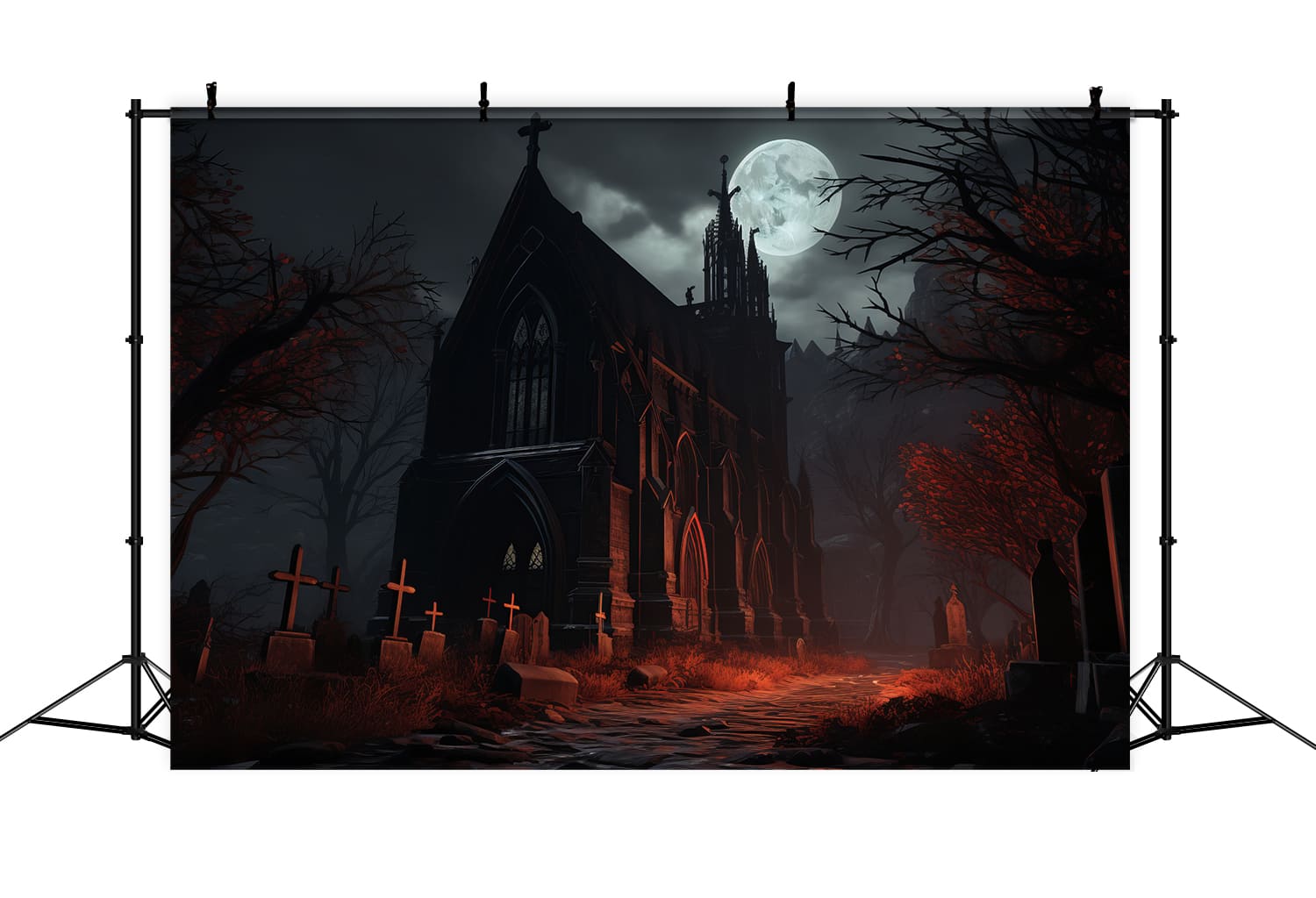 Gothic Castle Full Moon Halloween Backdrop UK RR7-75