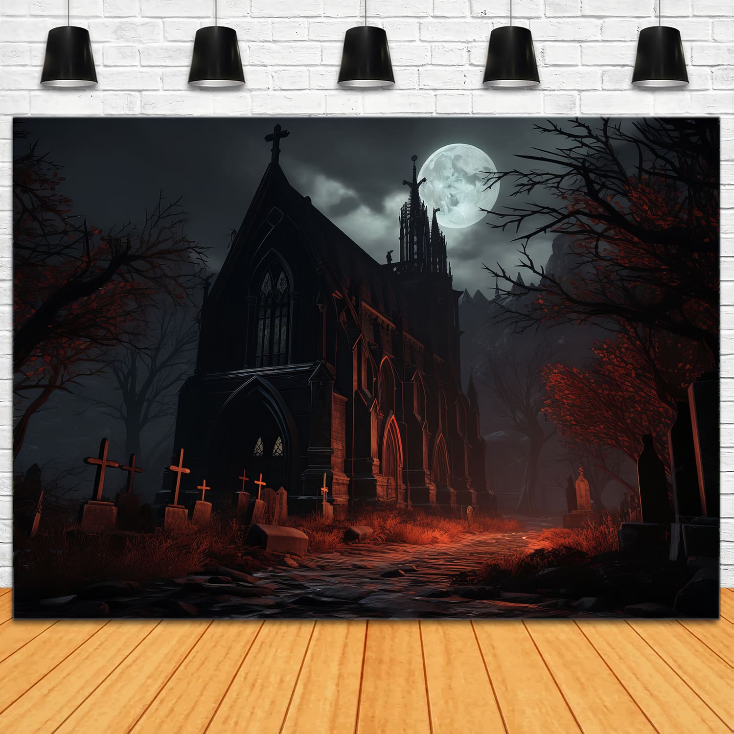 Gothic Castle Full Moon Halloween Backdrop UK RR7-75