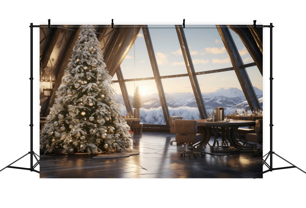 Christmas Tree Window Mountain View Backdrop UK RR7-754