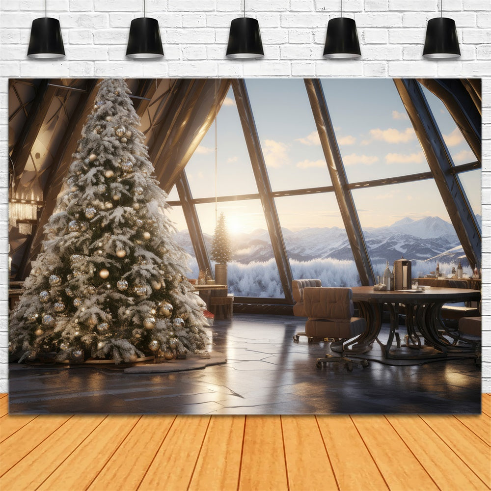 Christmas Tree Window Mountain View Backdrop UK RR7-754