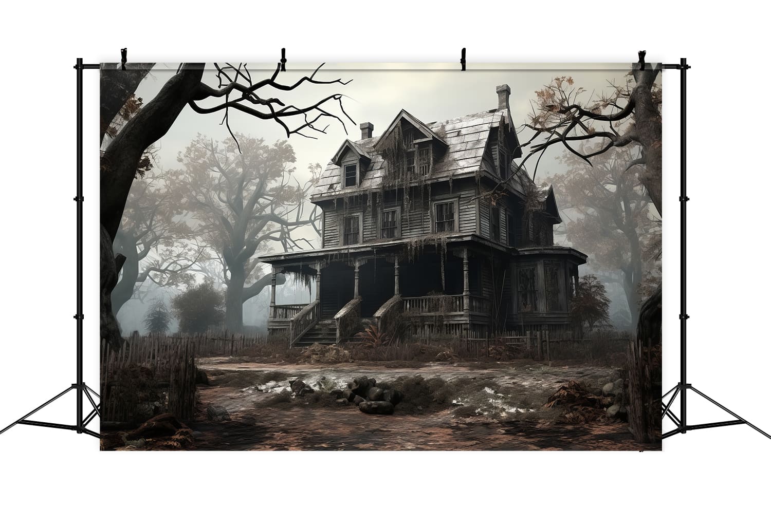 Abandoned Haunted House Halloween Backdrop UK RR7-76