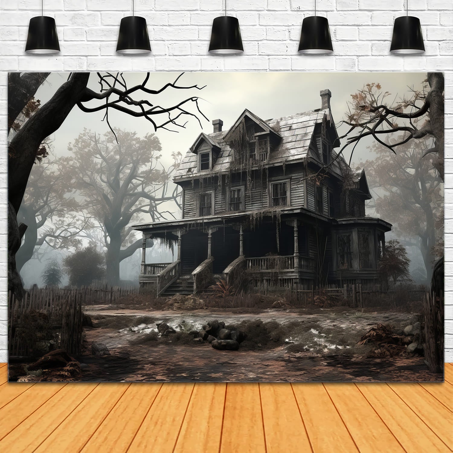 Abandoned Haunted House Halloween Backdrop UK RR7-76