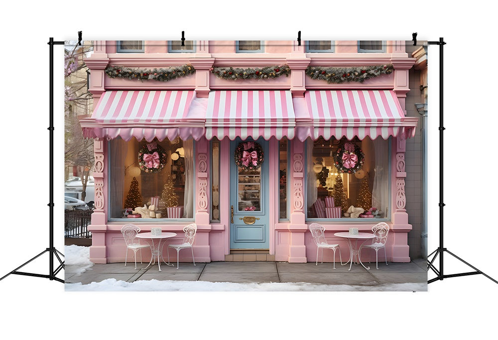 Pink Christmas Shop Photography Backdrop UK RR7-764