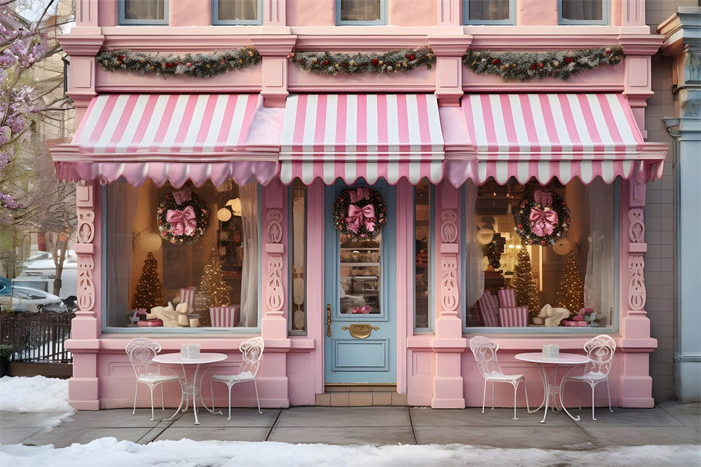 Pink Christmas Shop Photography Backdrop UK RR7-764