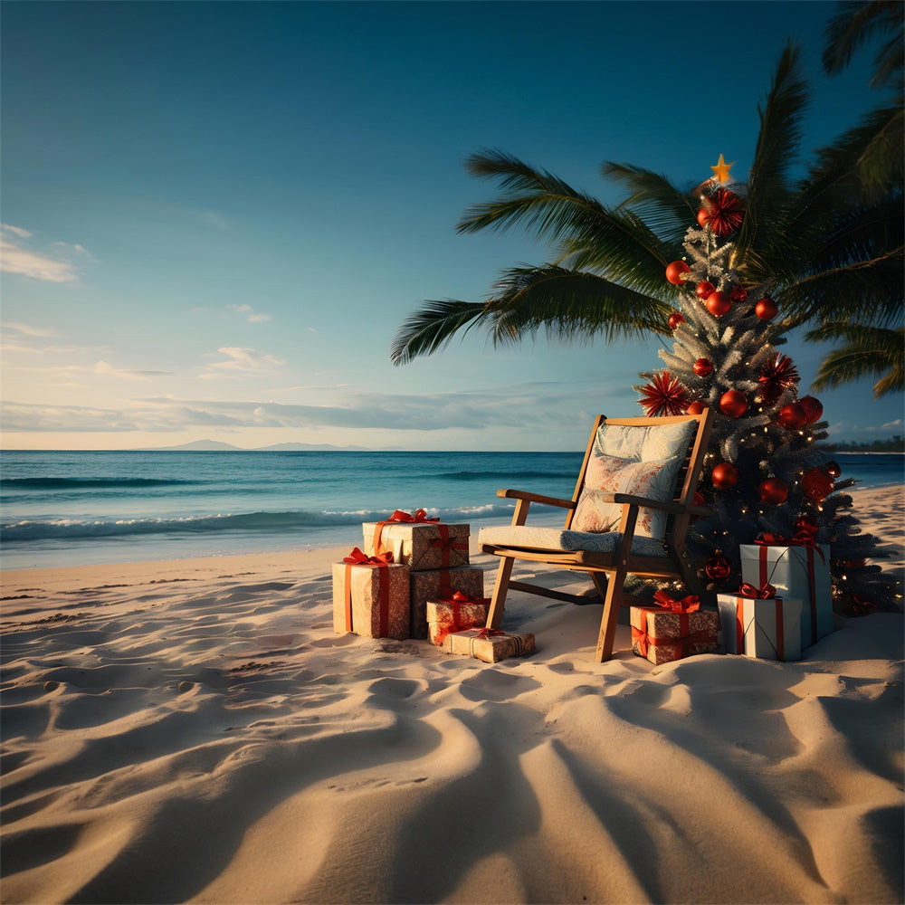 Sand Beach Sunset Christmas Tree Backdrop UK RR7-769