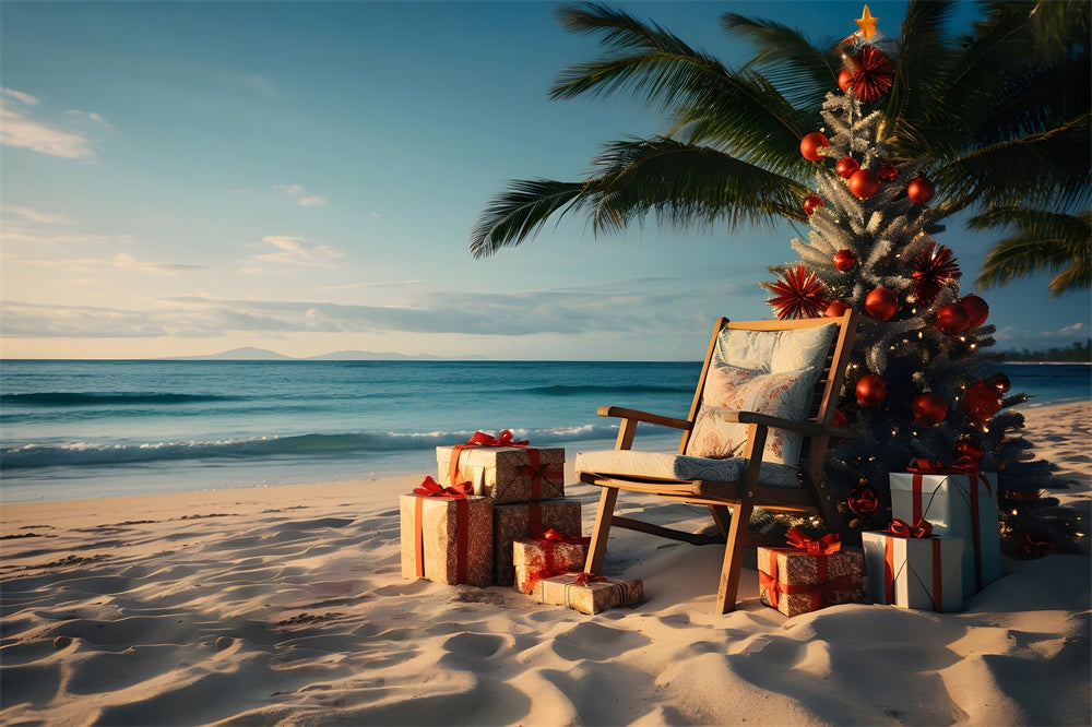 Sand Beach Sunset Christmas Tree Backdrop UK RR7-769