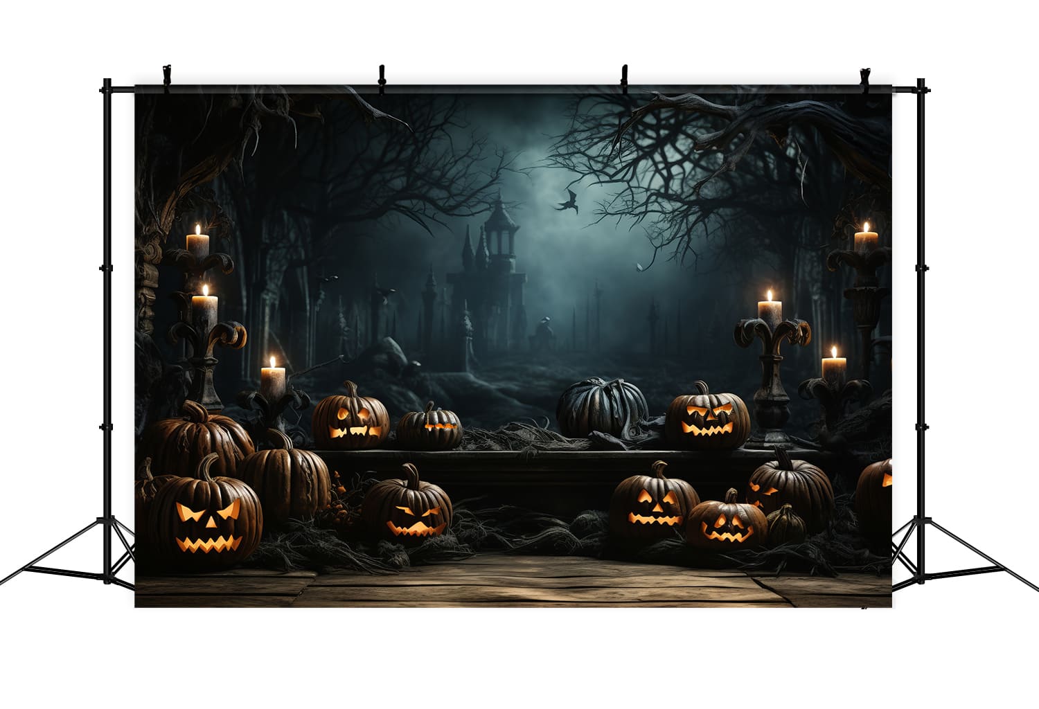 Halloween Glowing Pumpkins Photography Backdrop UK RR7-77