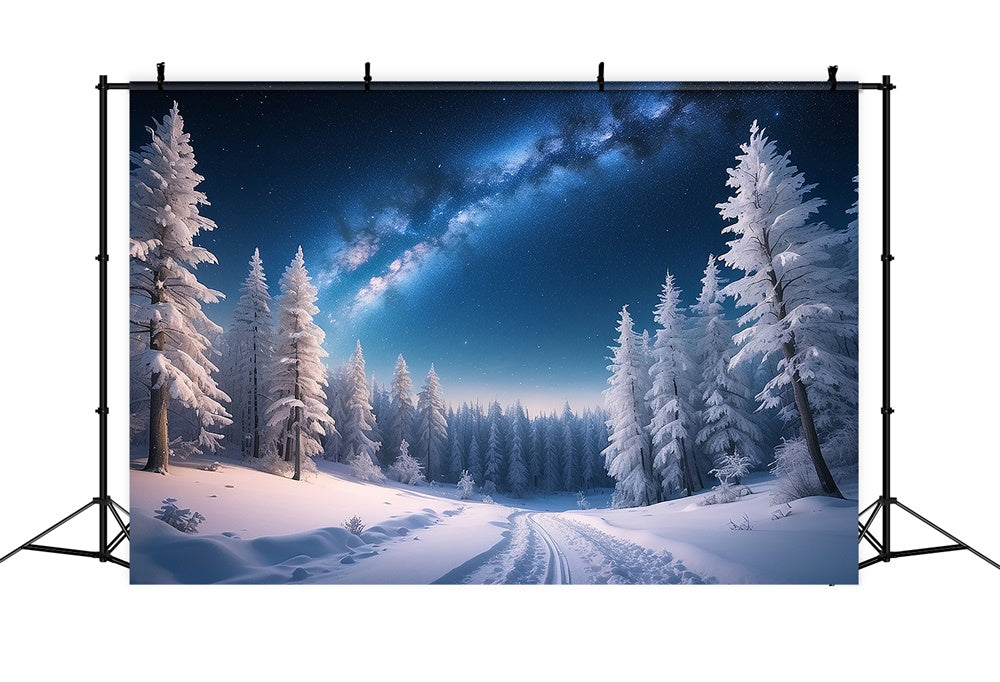 Winter Christmas Night Snow Forest Backdrop UK RR7-771