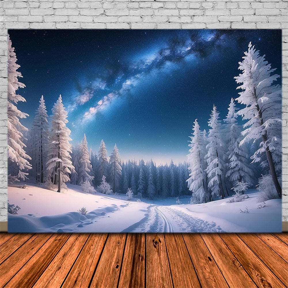 Winter Christmas Night Snow Forest Backdrop UK RR7-771