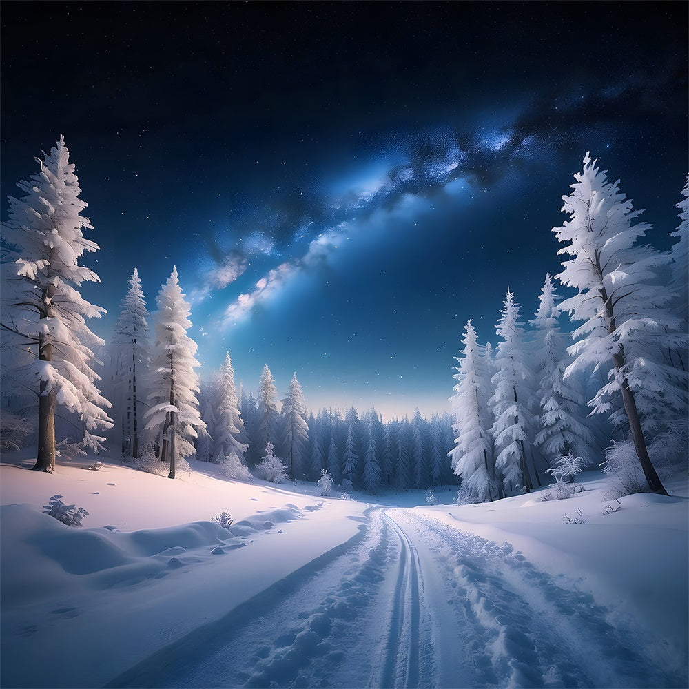 Winter Christmas Night Snow Forest Backdrop UK RR7-771