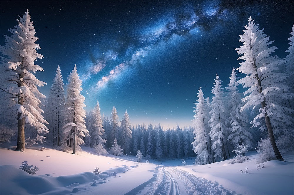 Winter Christmas Night Snow Forest Backdrop UK RR7-771