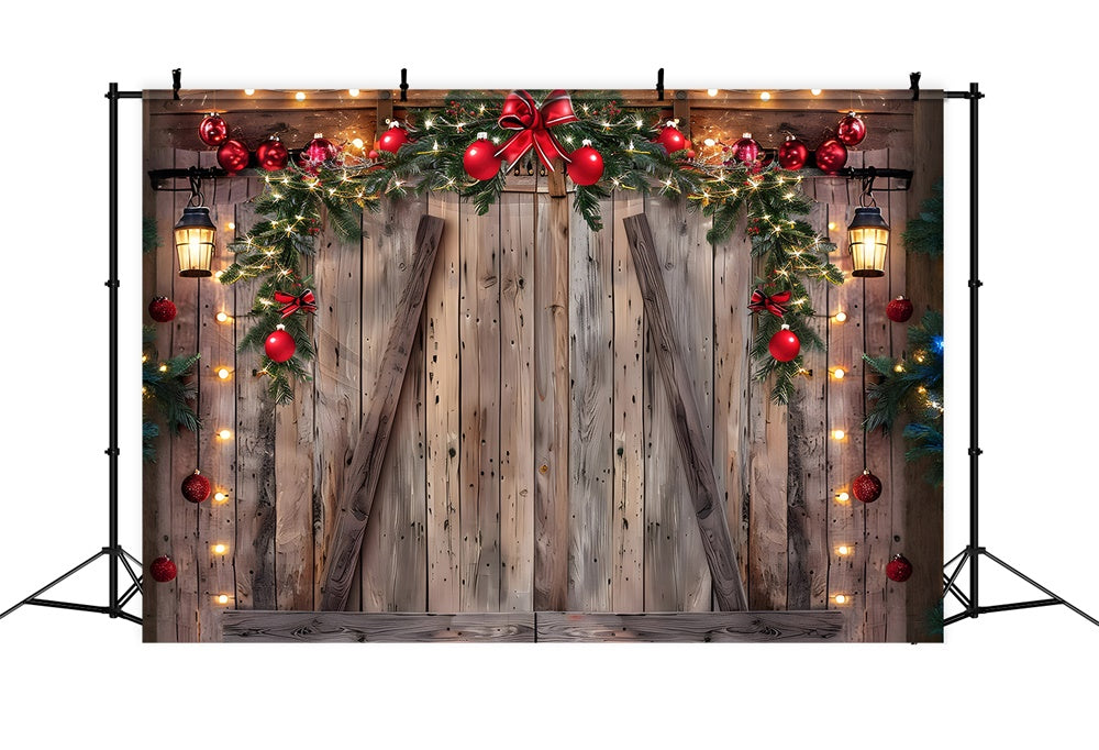 Christmas Balls Wreath Wood Wall Backdrop UK RR7-778