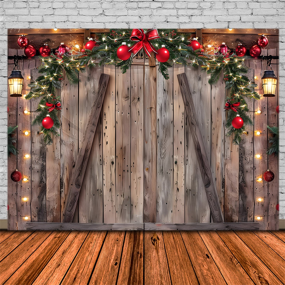 Christmas Balls Wreath Wood Wall Backdrop UK RR7-778