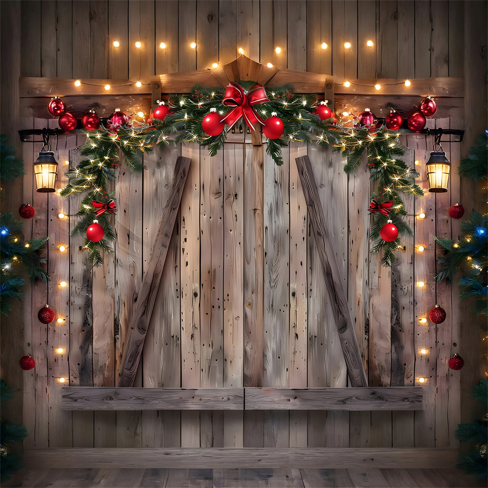 Christmas Balls Wreath Wood Wall Backdrop UK RR7-778