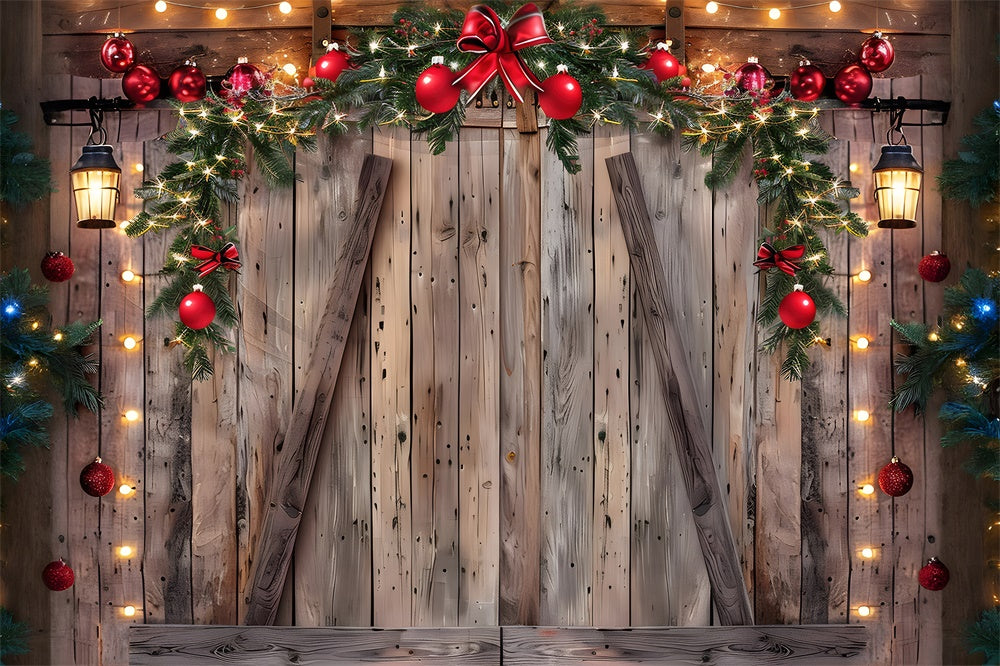 Christmas Balls Wreath Wood Wall Backdrop UK RR7-778