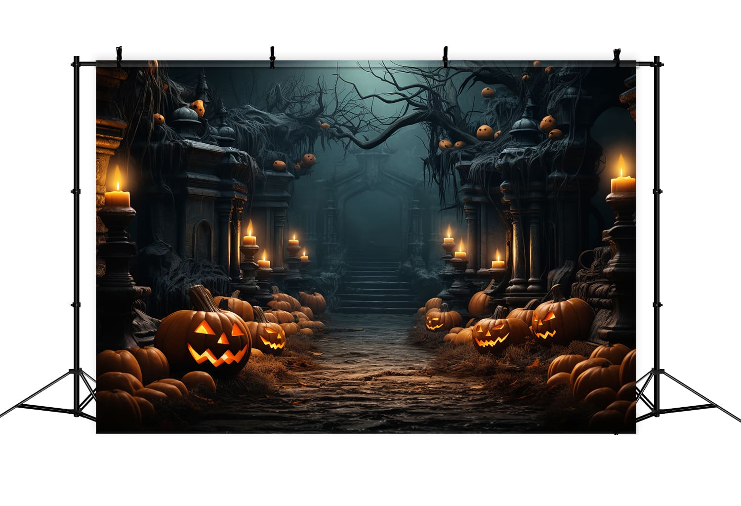 Halloween Night Pumpkins Photography Backdrop UK RR7-78