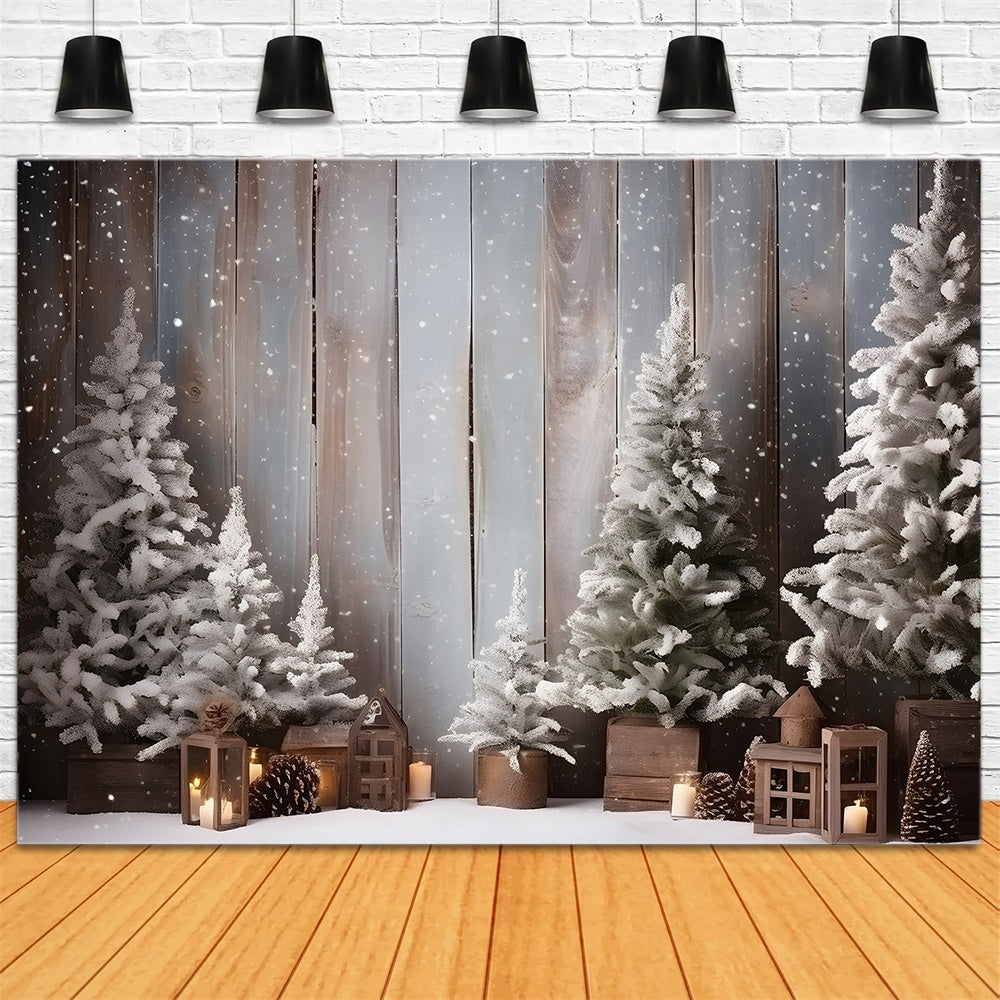 Christmas Tree Snowflake Wood Backdrop UK RR7-781