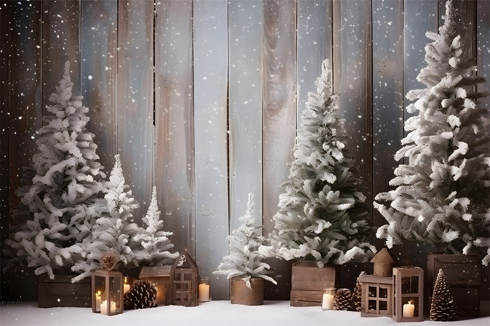 Christmas Tree Snowflake Wood Backdrop UK RR7-781