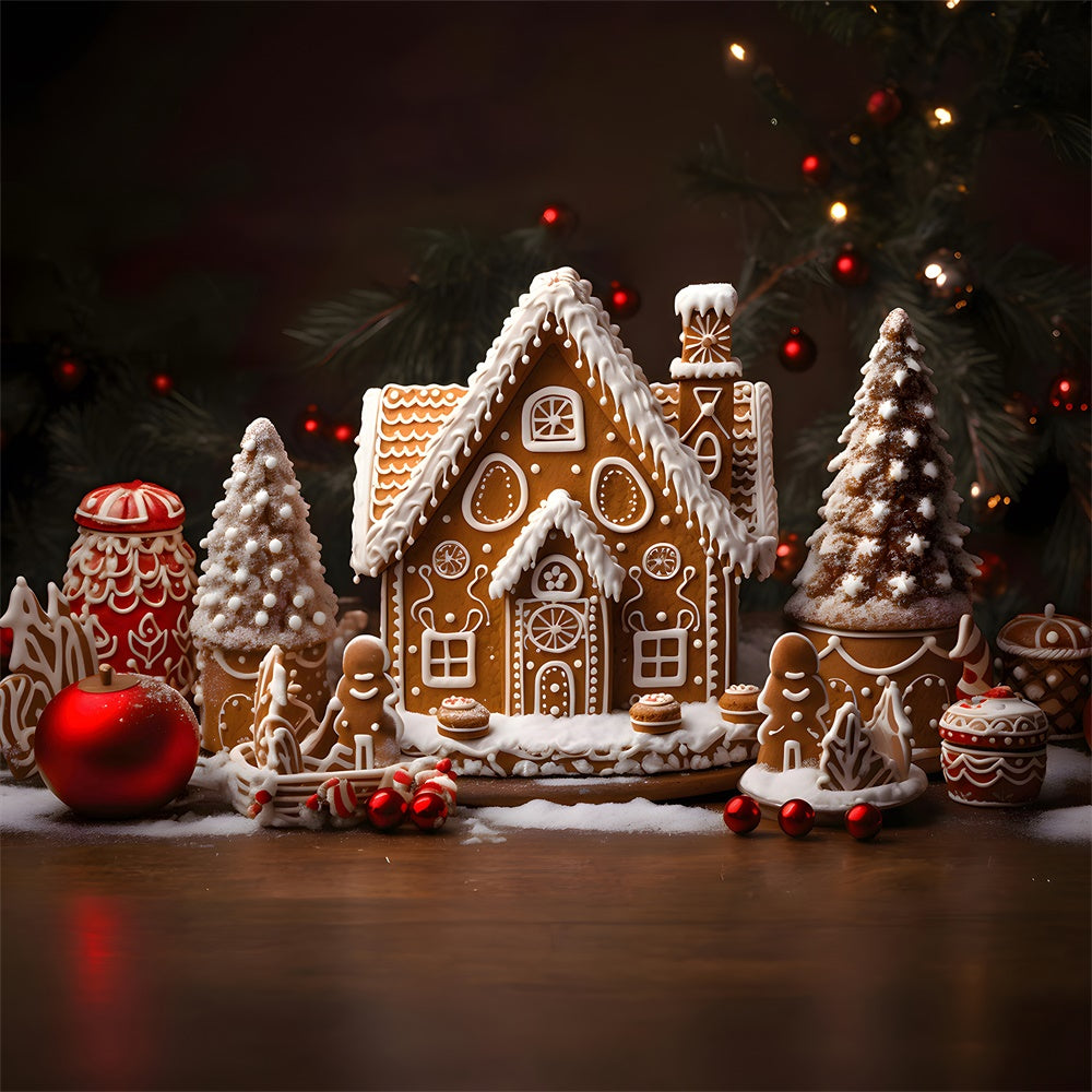 Christmas Balls Gingerbread House Backdrop UK RR7-785