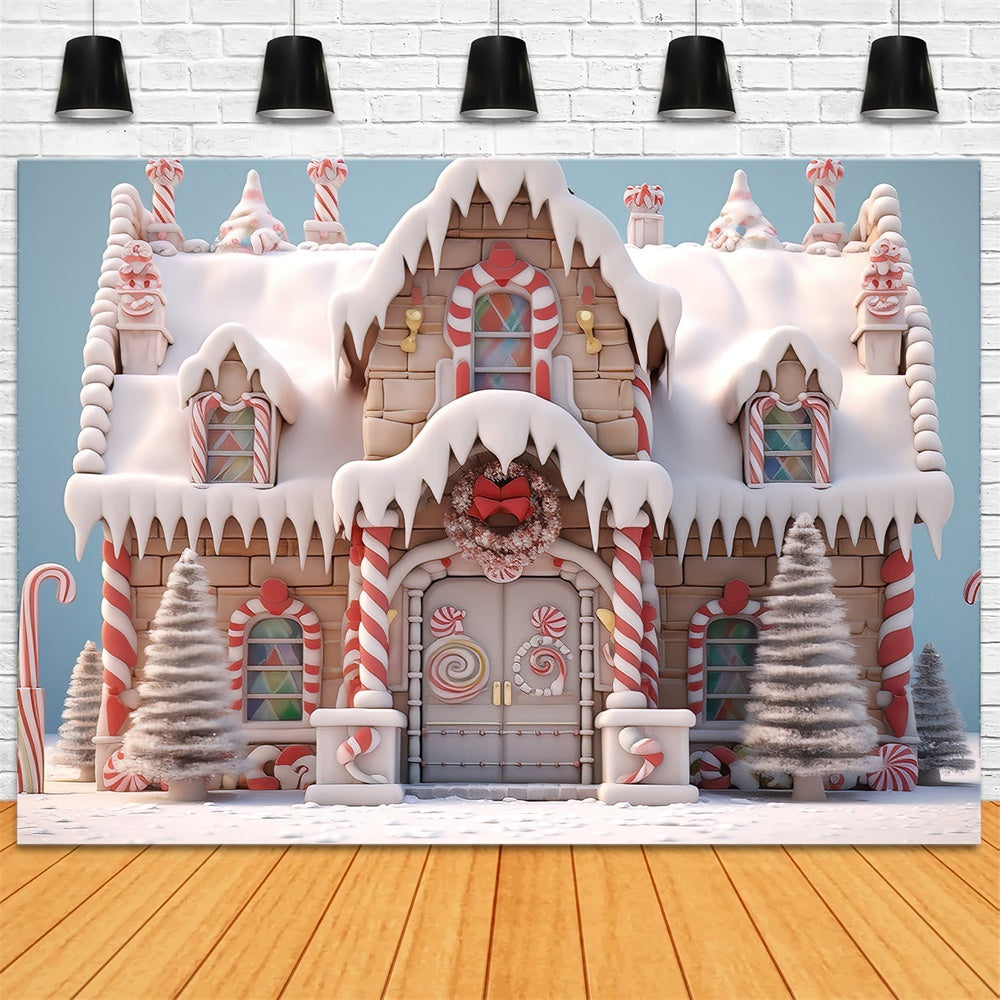 Christmas Gingerbread House Candy Cane Backdrop UK RR7-786