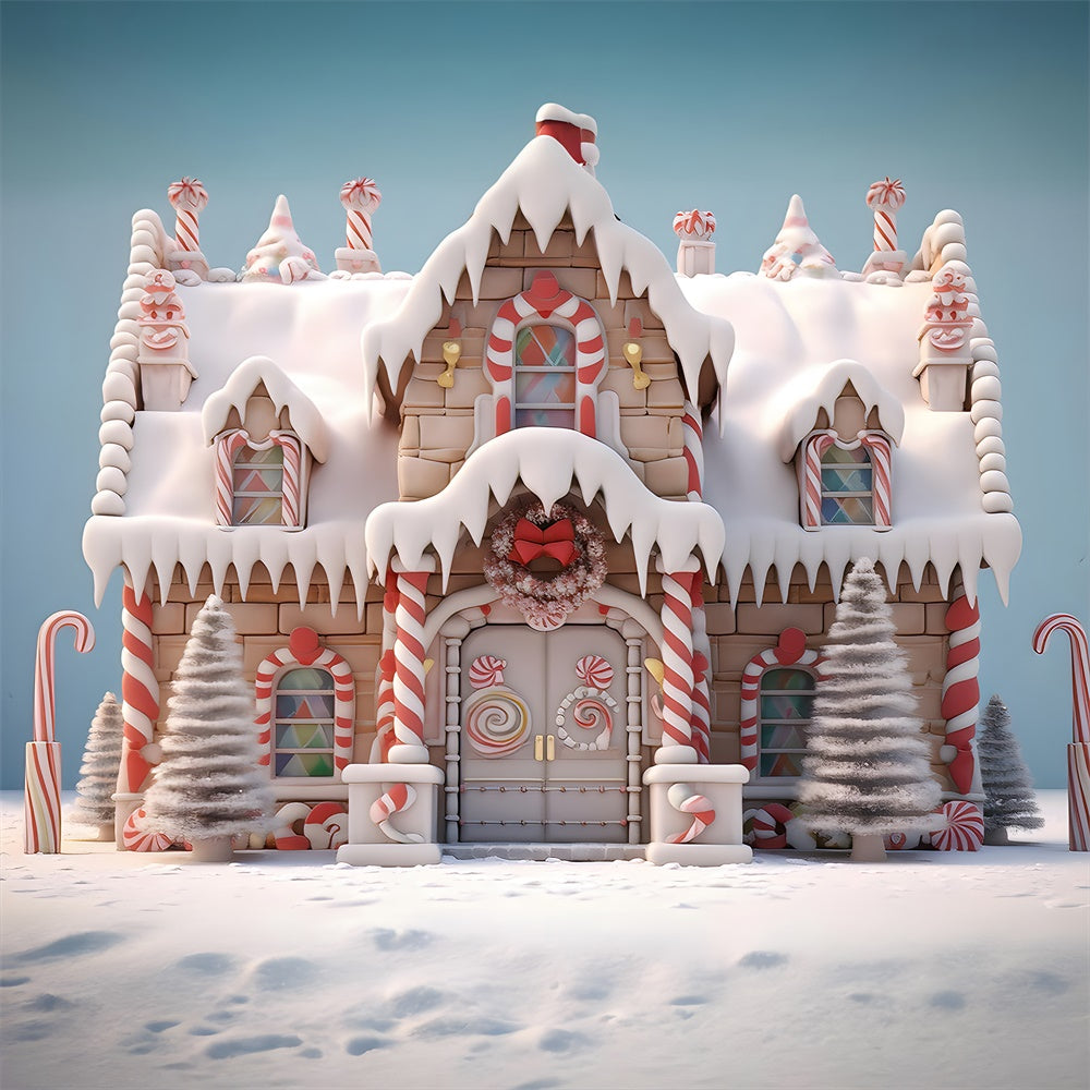 Christmas Gingerbread House Candy Cane Backdrop UK RR7-786