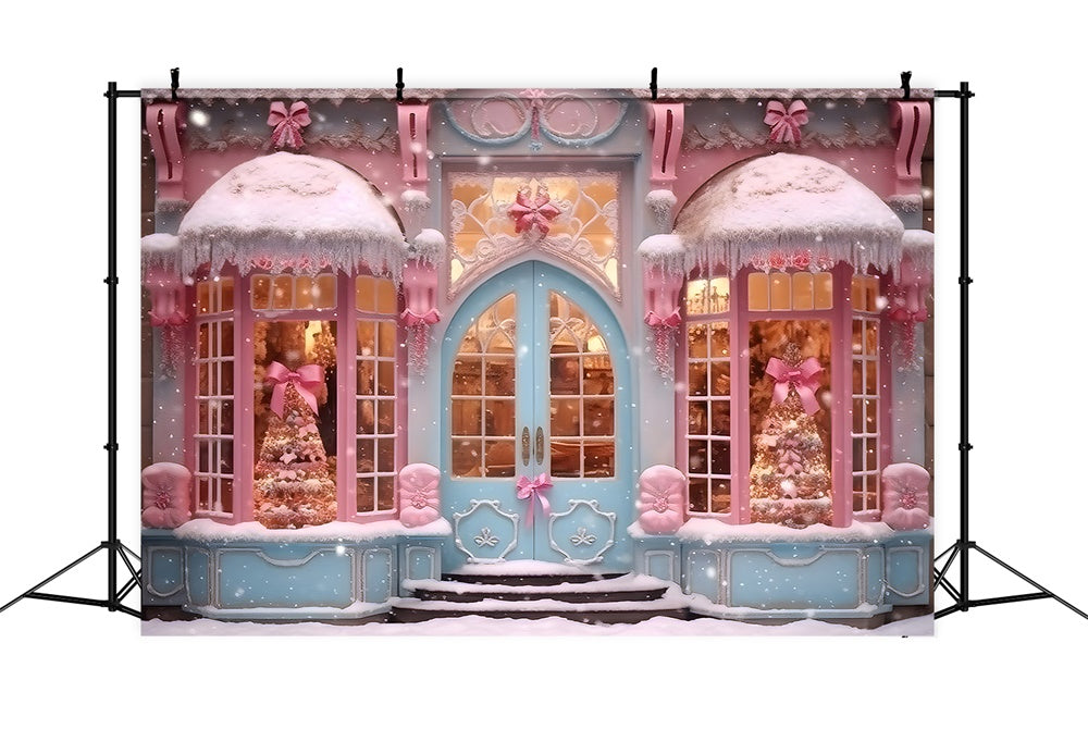 Christmas Pink Candy Shop Snow Backdrop UK RR7-790