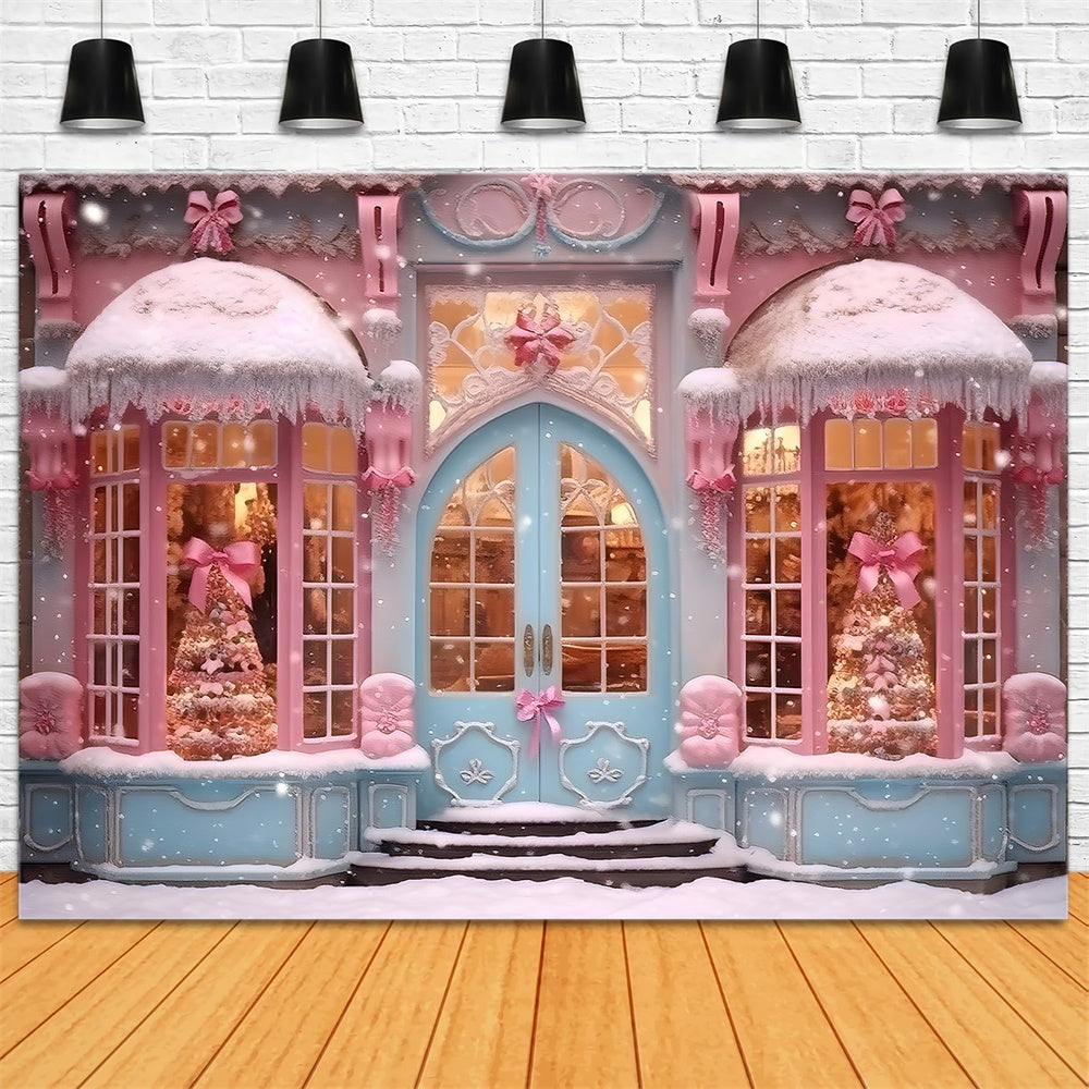 Christmas Pink Candy Shop Snow Backdrop UK RR7-790