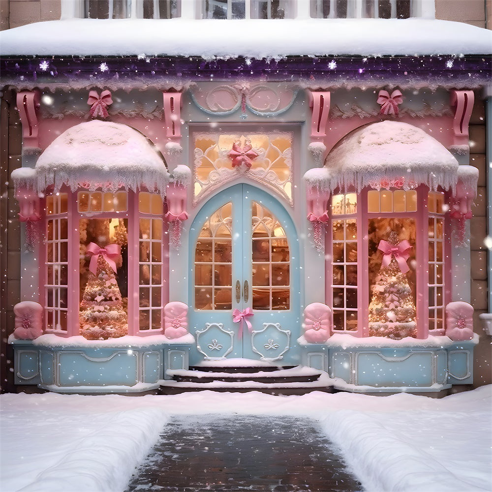 Christmas Pink Candy Shop Snow Backdrop UK RR7-790