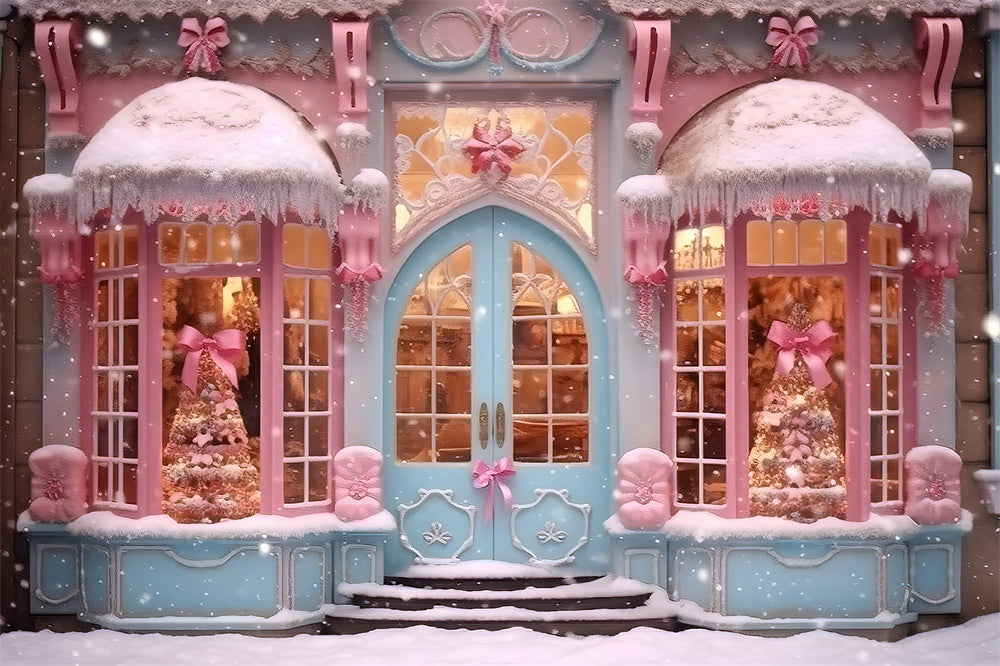 Christmas Pink Candy Shop Snow Backdrop UK RR7-790