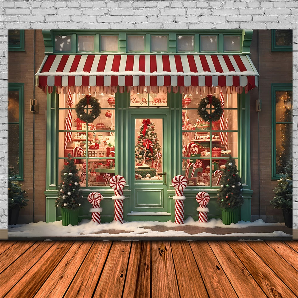 Christmas Green Candy Shop Door Backdrop UK RR7-791