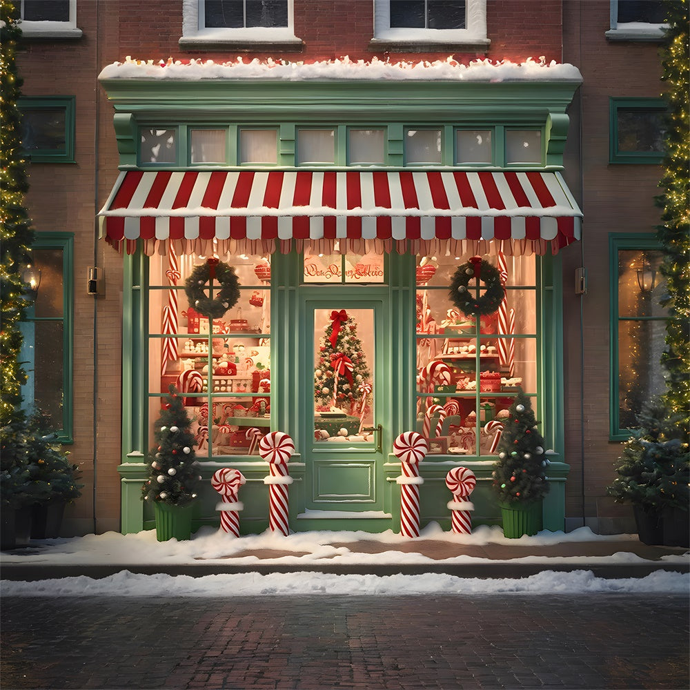 Christmas Green Candy Shop Door Backdrop UK RR7-791