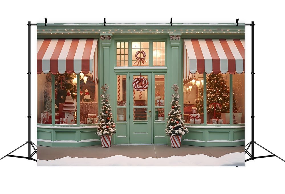 Christmas Candy Store Front Door Backdrop UK RR7-792