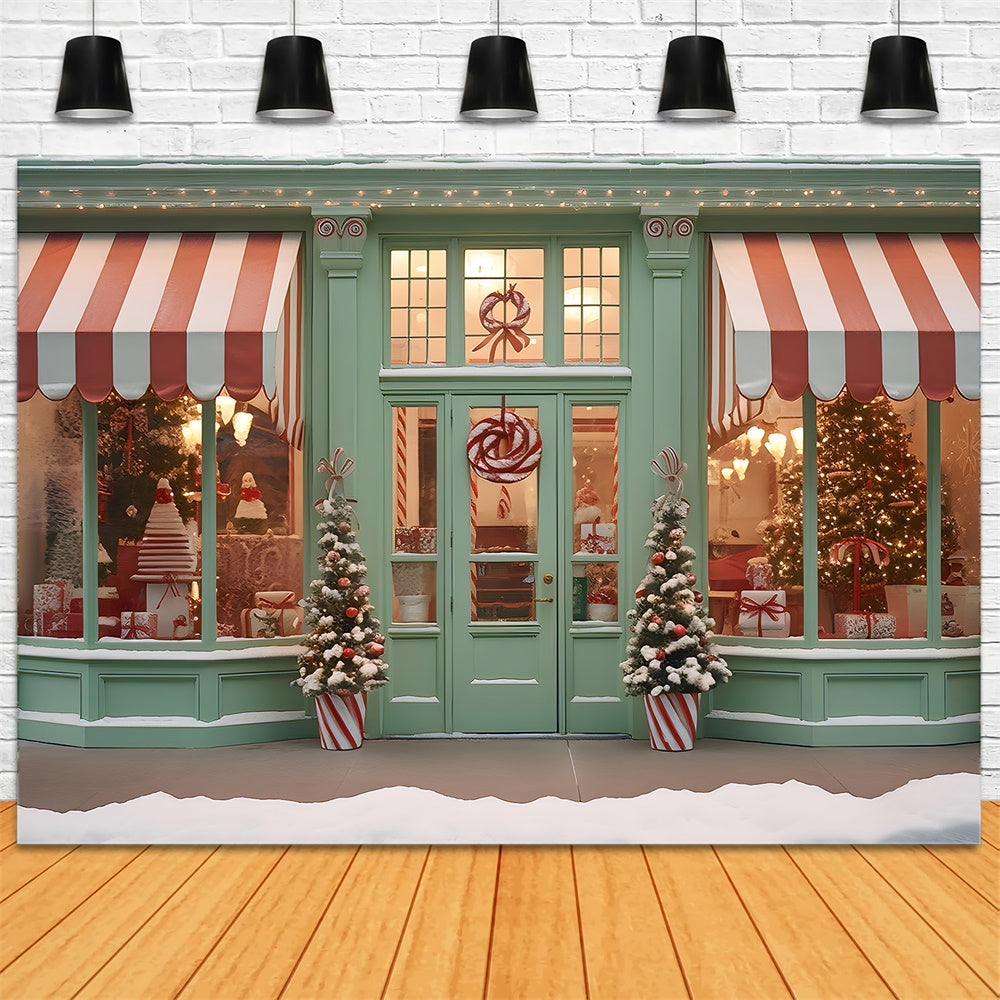 Christmas Candy Store Front Door Backdrop UK RR7-792