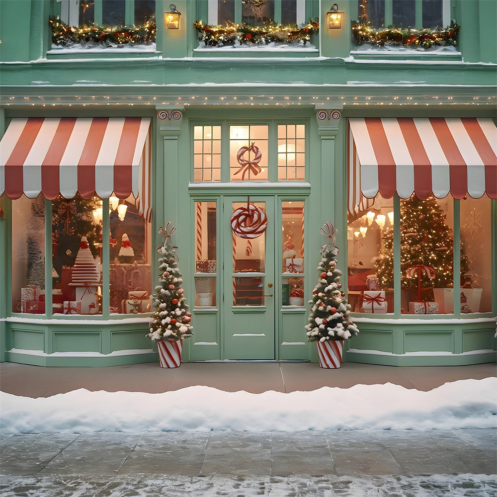 Christmas Candy Store Front Door Backdrop UK RR7-792