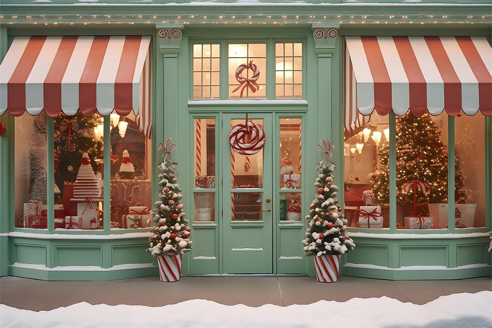 Christmas Candy Store Front Door Backdrop UK RR7-792