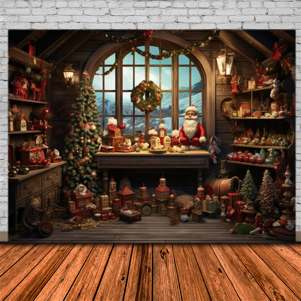 Santa Claus Workshop Christmas Backdrop UK RR7-794