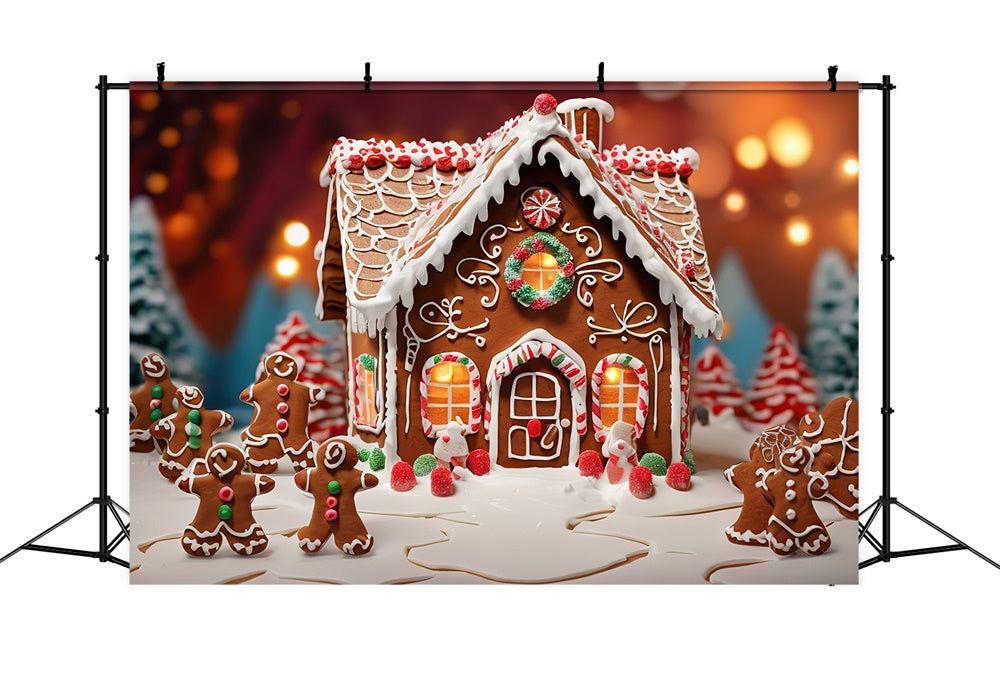 Gingerbread Candy House Christmas Backdrop UK RR7-805