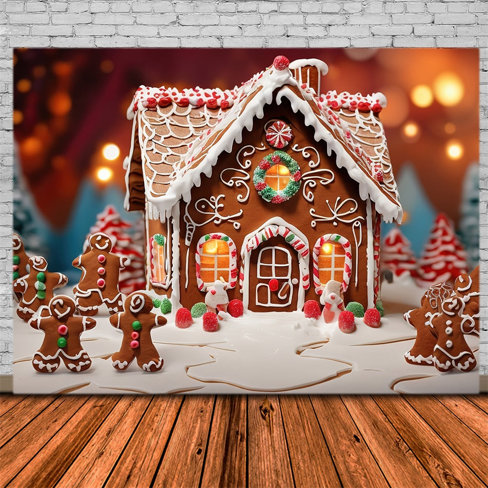 Gingerbread Candy House Christmas Backdrop UK RR7-805