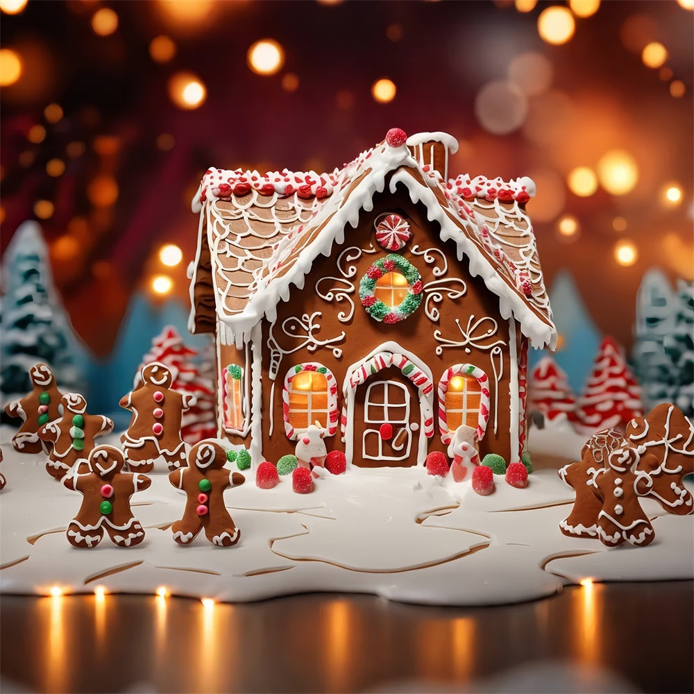 Gingerbread Candy House Christmas Backdrop UK RR7-805